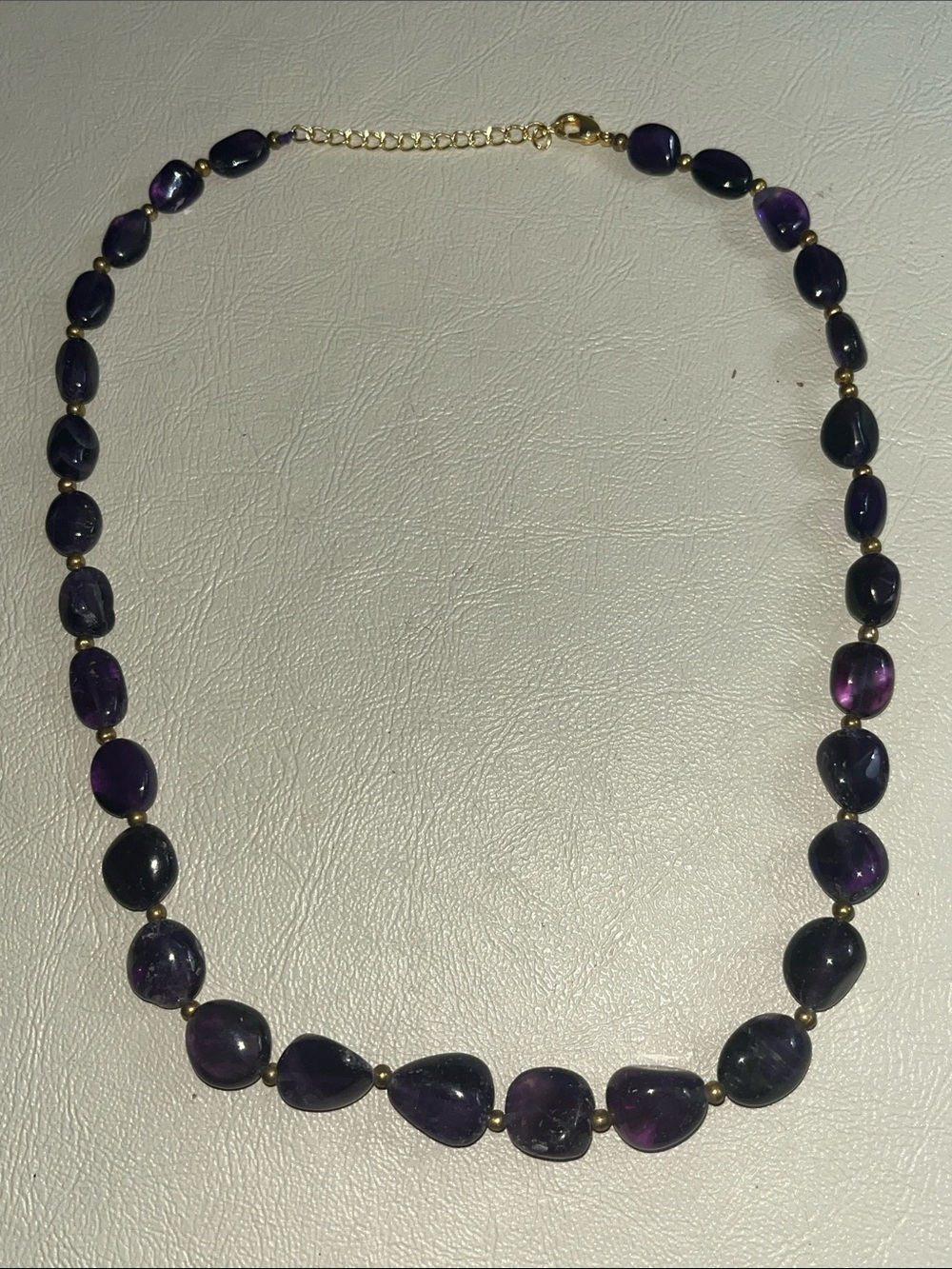 Elegant Amethyst Beaded Gold-toned Necklace - Unbranded
